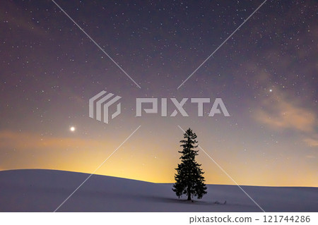 Biei Christmas tree at night Biei Christmas tree at night 121744286