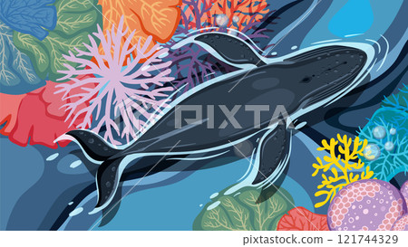 Marine Biodiversity with Whale and Coral Marine Biodiversity with Whale and Coral 121744329