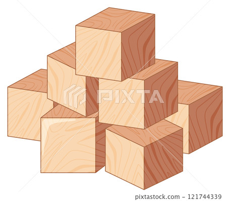 Stacked Wooden Blocks Illustration 121744339