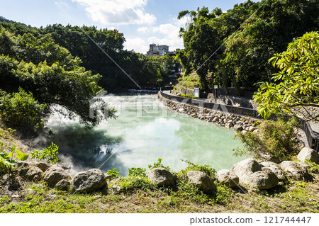 Beautiful view of Thermal Valley in Beitou, Taipei, Taiwan, Located beside Beitou Hot Spring Park. Thermal Valley in Beitou, Taipei, Taiwan. 121744447