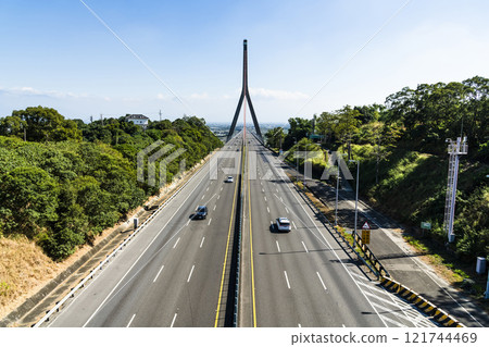 The spectacular cable-stayed bridge at National Freeway 3 Kaohsiung section, Taiwan. 121744469