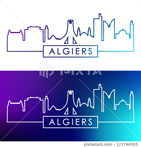 Algiers skyline. Colorful linear style. 121744503