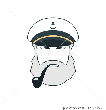 Bearded captain with pipe exudes maritime charm, showcasing clas 121744539