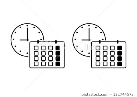 Clock and calendar icon set 121744572