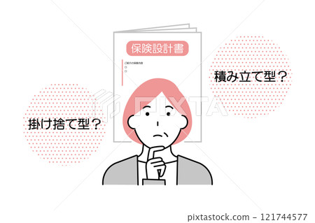 A woman who is worried about whether to choose a term or savings type of insurance A woman who is worried about whether to choose a term or savings type of insurance 121744577