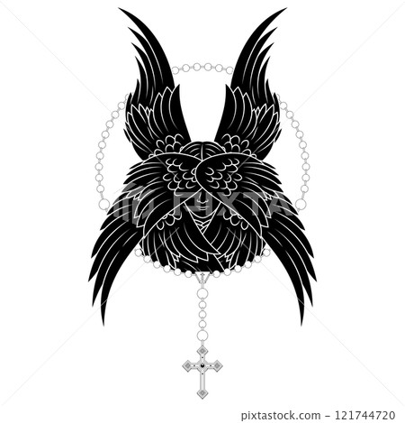 Praying hands with christian rosary 121744720