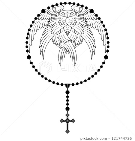 Praying hands with christian rosary 121744726