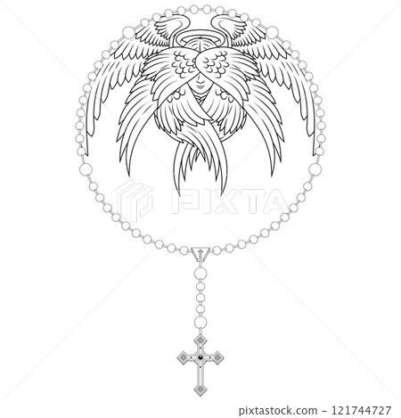 Praying hands with christian rosary 121744727