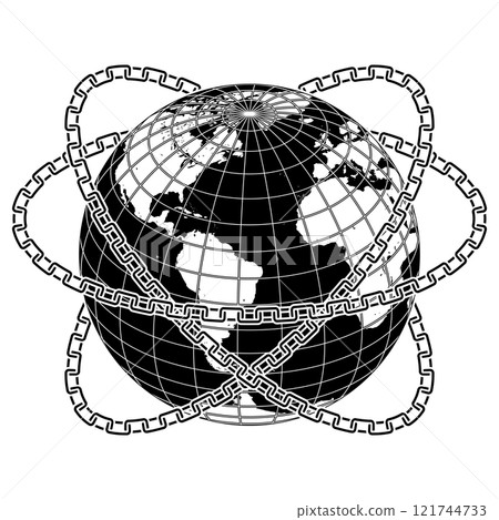 Planet earth surrounded by chains Planet earth surrounded by chains 121744733