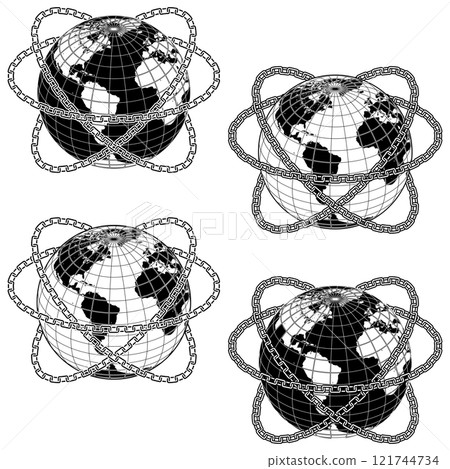 Planet earth surrounded by chains 121744734