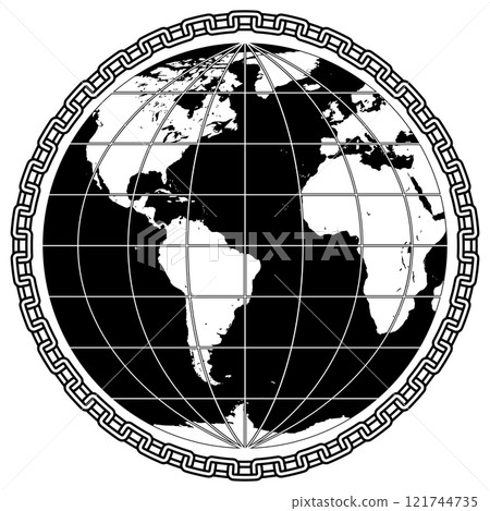 Planet earth surrounded by chains 121744735