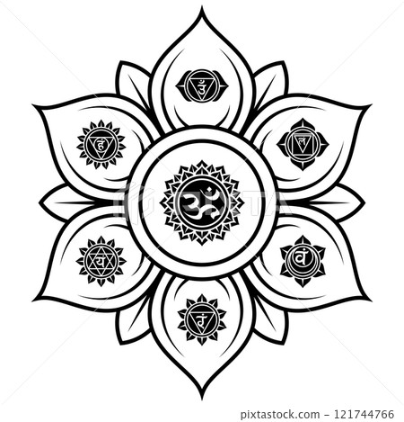 Lotus flower with chakras symbol Lotus flower with chakras symbol 121744766