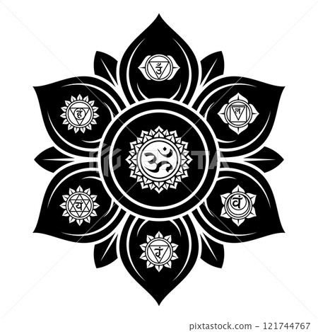 Lotus flower with chakras symbol Lotus flower with chakras symbol 121744767