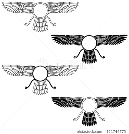 winged solar disk of the Zoroastrian religion winged solar disk of the Zoroastrian religion 121744773