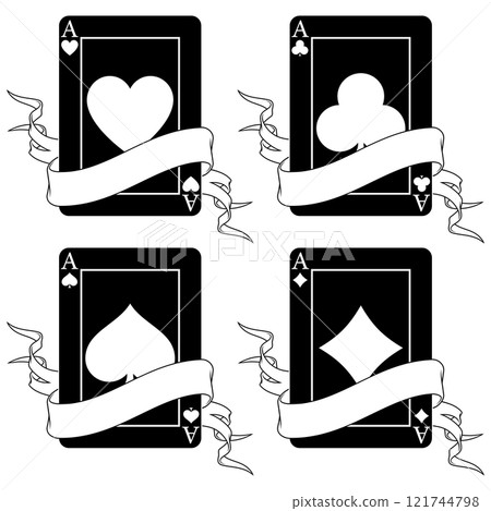 Poker cards surrounded by a ribbon Poker cards surrounded by a ribbon 121744798