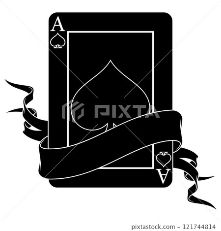 Poker cards surrounded by a ribbon 121744814