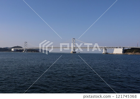 Naruto Strait Bridge as seen from a sightseeing boat Naruto Strait Bridge as seen from a sightseeing boat 121745368