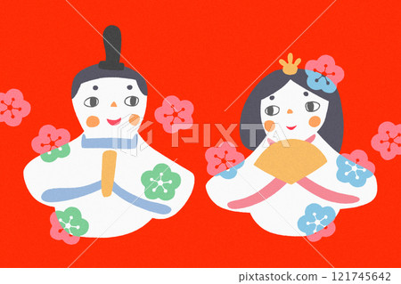 Hinamatsuri: The Dairi and Hina dolls look at each other and smile 121745642