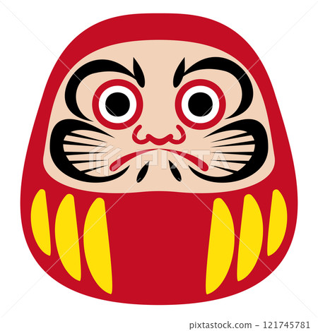 簡單扁平的達摩插圖，可以添加文字，白色背景 121745781