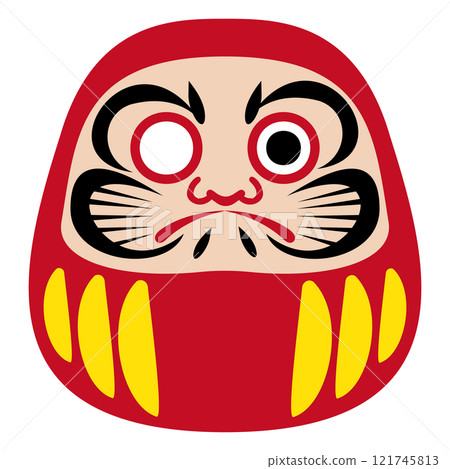 簡單扁平的達摩插圖，可以添加文字，白色背景 121745813