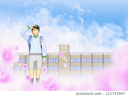 A boy excited about the start of school life - Background material for adding text A boy excited about the start of school life - Background material for adding text 121745947