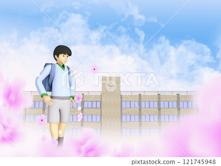 A boy excited about the start of school life - Background material for adding text 121745948