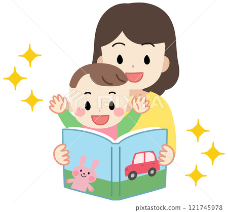 親子閱讀繪本圖示素材插畫 121745978