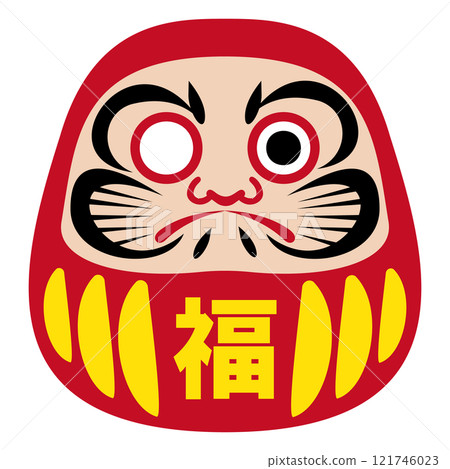 Simple and flat Daruma illustration on white background 121746023
