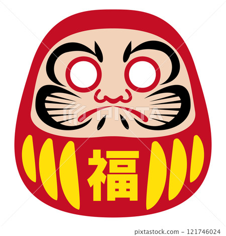 Simple and flat Daruma illustration on white background 121746024