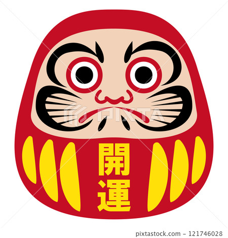 白色背景上簡單且平面的達摩插圖 121746028