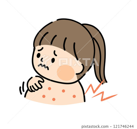 背上患有濕疹的孩子的插圖 背上患有濕疹的孩子的插圖 121746244