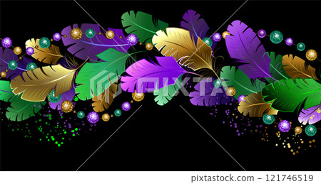 Mardi gras feather border 121746519