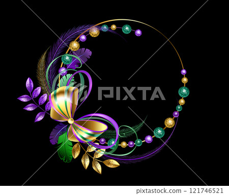 Mardi Gras frame with gold bow Mardi Gras frame with gold bow 121746521
