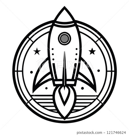 Rocket Ship Line Art Logo Icon Printable Vector Design Artwork 121746624
