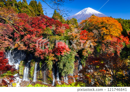 靜岡縣富士宮市上出市 - 以世界遺產富士山為背景,欣賞白絲瀑布和生動的秋葉和楓葉 靜岡縣富士宮市上出市 - 以世界遺產富士山為背景,欣賞白絲瀑布和生動的秋葉和楓葉 121746841