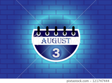 August 3rd calendar date on a blue brick wall background. Perfect for scheduling, reminders, and August promotions. August 3rd calendar date on a blue brick wall background. Perfect for scheduling, reminders, and August promotions. 121747444