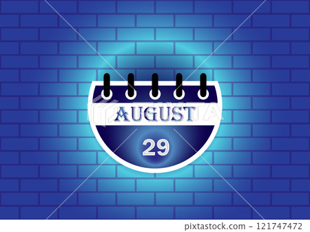 August 29th on a calendar against a blue brick wall. A simple, clean design perfect for reminders or scheduling. August 29th on a calendar against a blue brick wall. A simple, clean design perfect for reminders or scheduling. 121747472