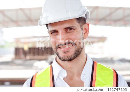 Senior Asian civil engineer performs the inspection at construction site, male engineer analyzing building data - information on a documents. Foreman making a survey at the site. Asian male engineer. Senior Asian civil engineer performs the inspection at construction site, male engineer analyzing building data - information on a documents. Foreman making a survey at the site. Asian male engineer. 121747893
