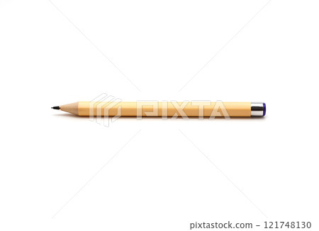 Gold luxury pen mockup isolated on a white background. Nice pen for expensive design presentation. Mock up of golden pen on the white. Perfect way to show the corporate identity. Drawing and writing. 121748130