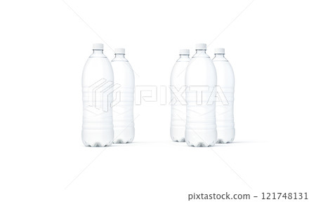 Blank transparent plastic bottles mockup, front and side 121748131