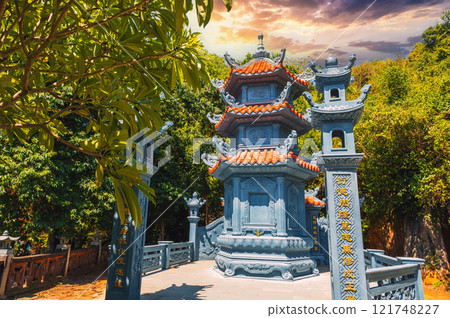 Pagoda at Marble mountains temple in Da Nang, Vietnam. 121748227
