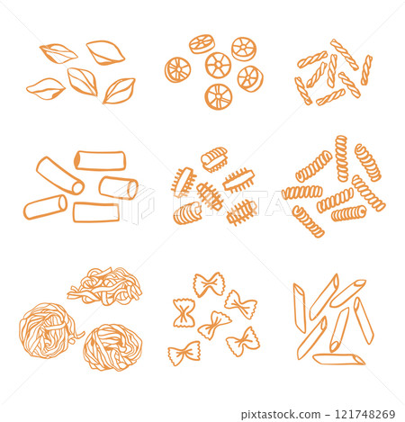 Hand drawn pasta variations set 121748269