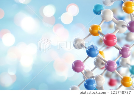 High-resolution representation of insulin molecular chain illustrating peptide bonds in a lab environment 121748787