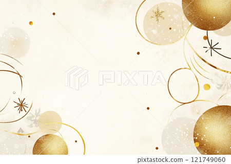 Elegant Christmas greeting card background featuring gold accents and sparkling details on cream design 121749060