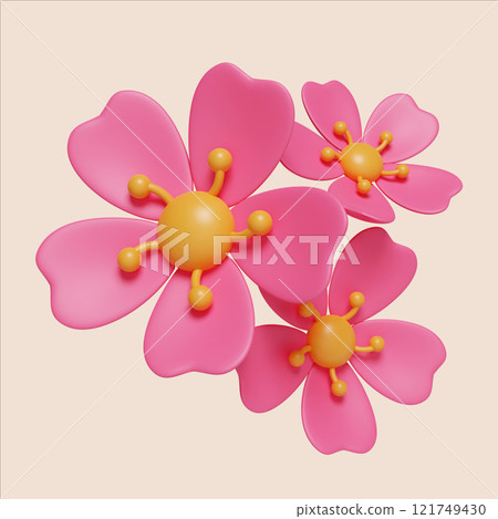 Vibrant 3d render of cherry blossoms for chinese new year celebration floral arrangement digital art festive atmosphere 121749430