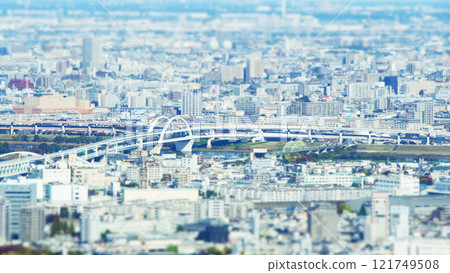 從觀景台傾斜移位看到的城市景觀 121749508
