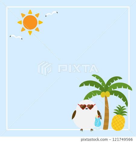 Summer background with cute long-tailed tit 121749566