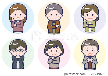 Various people set _ confused _ middle-aged 121749635