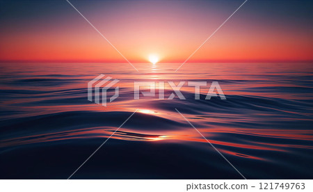 Serene sunset seascape | Calm waves with orange and pink colors 121749763
