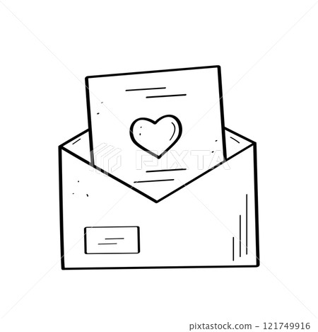 Love letter doodle icon. Vector illustration of wedding invitation, declaration of love, Valentine's Day. 121749916